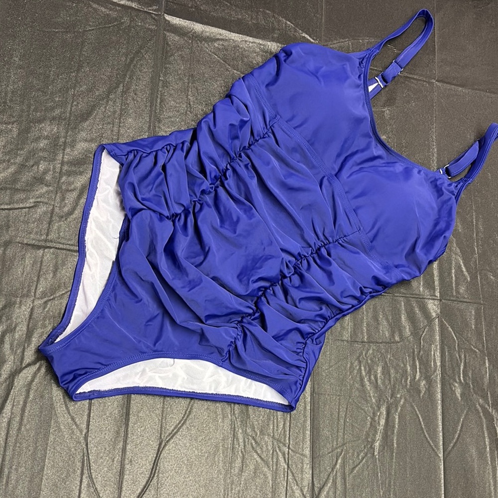 Torrid Blue Ruched One-Piece Swimsuit
